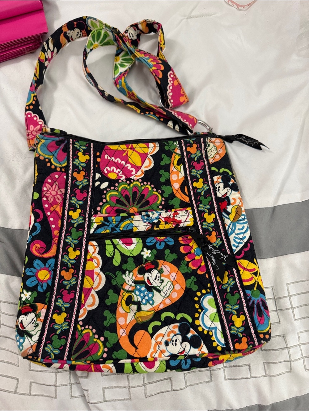 Vera Bradley Black Multicolor Floral Disney Crossbody Bag